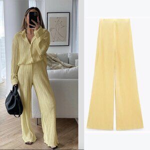 NWT ZARA PLEATED PANTS YELLOW
